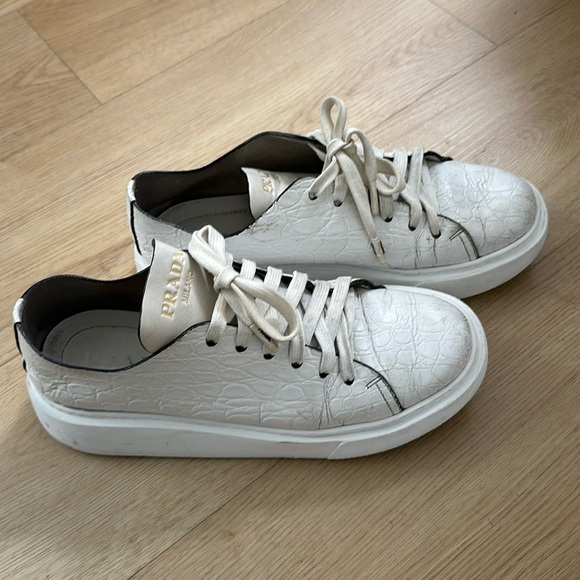 Prada Sneakers in white crock leather - size 9 - Picture 1 of 4